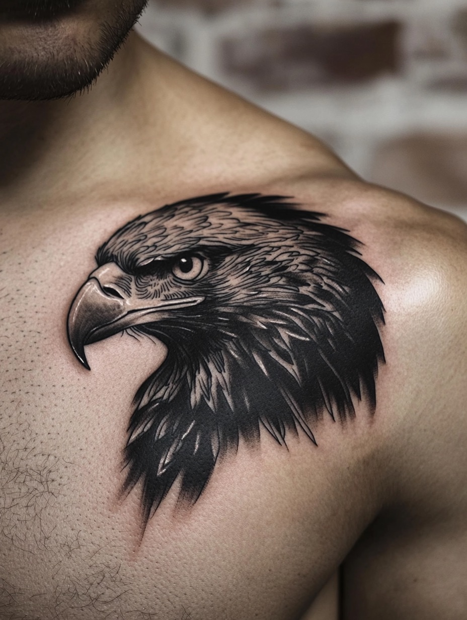 Blackwork Eagle Shoulder