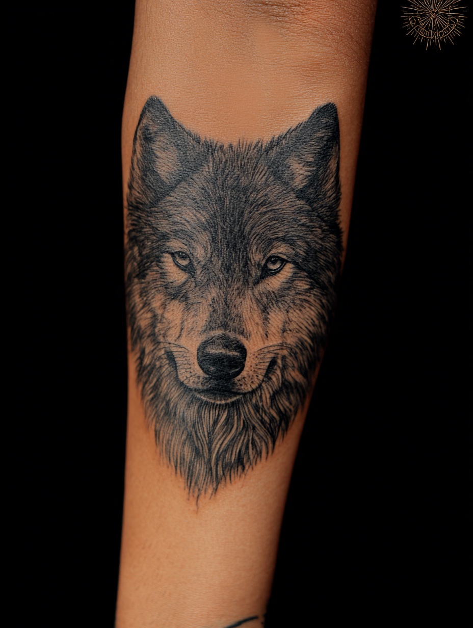 Blackwork Wolf Forearm