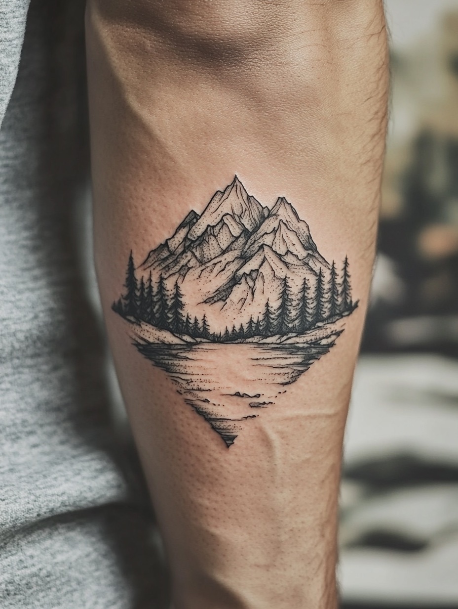 Geometric Mountain Reflection Forearm