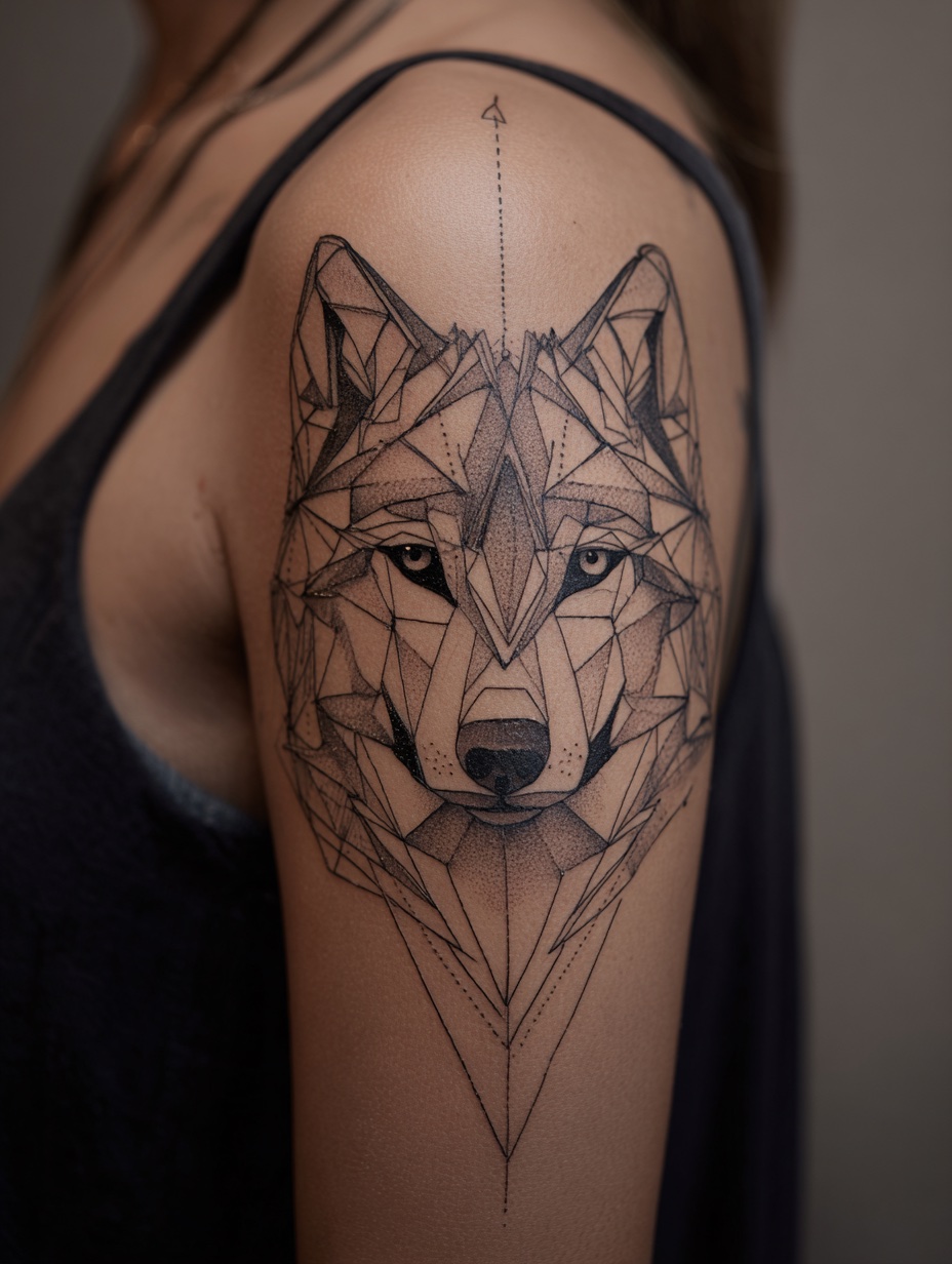 Geometric Wolf Upper Arm