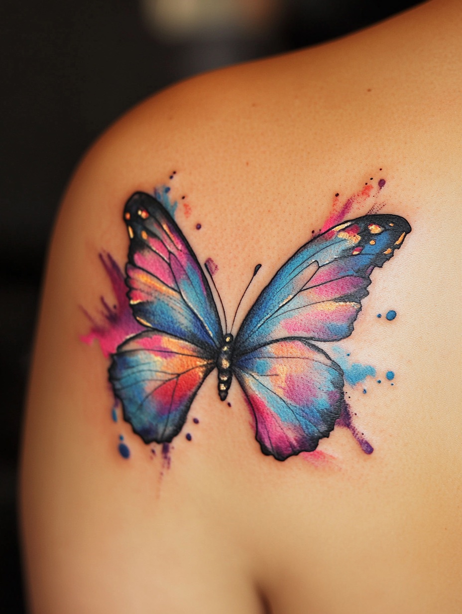 Watercolor Butterfly Shoulder